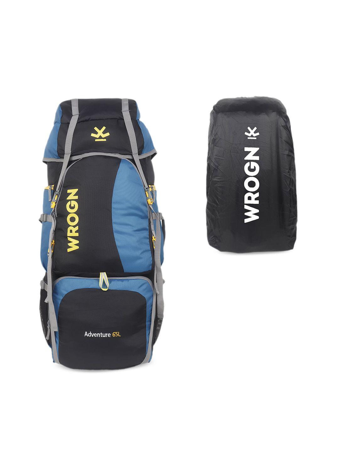 wrogn colourblocked brand logo printed detail waterproof rucksacks 65l