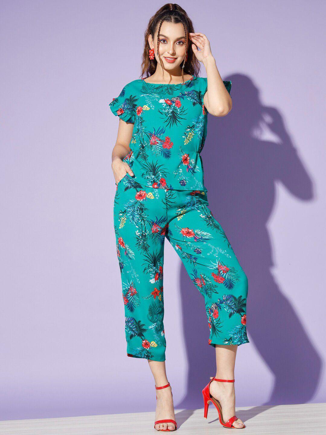 woowzerz floral printed top with trousers