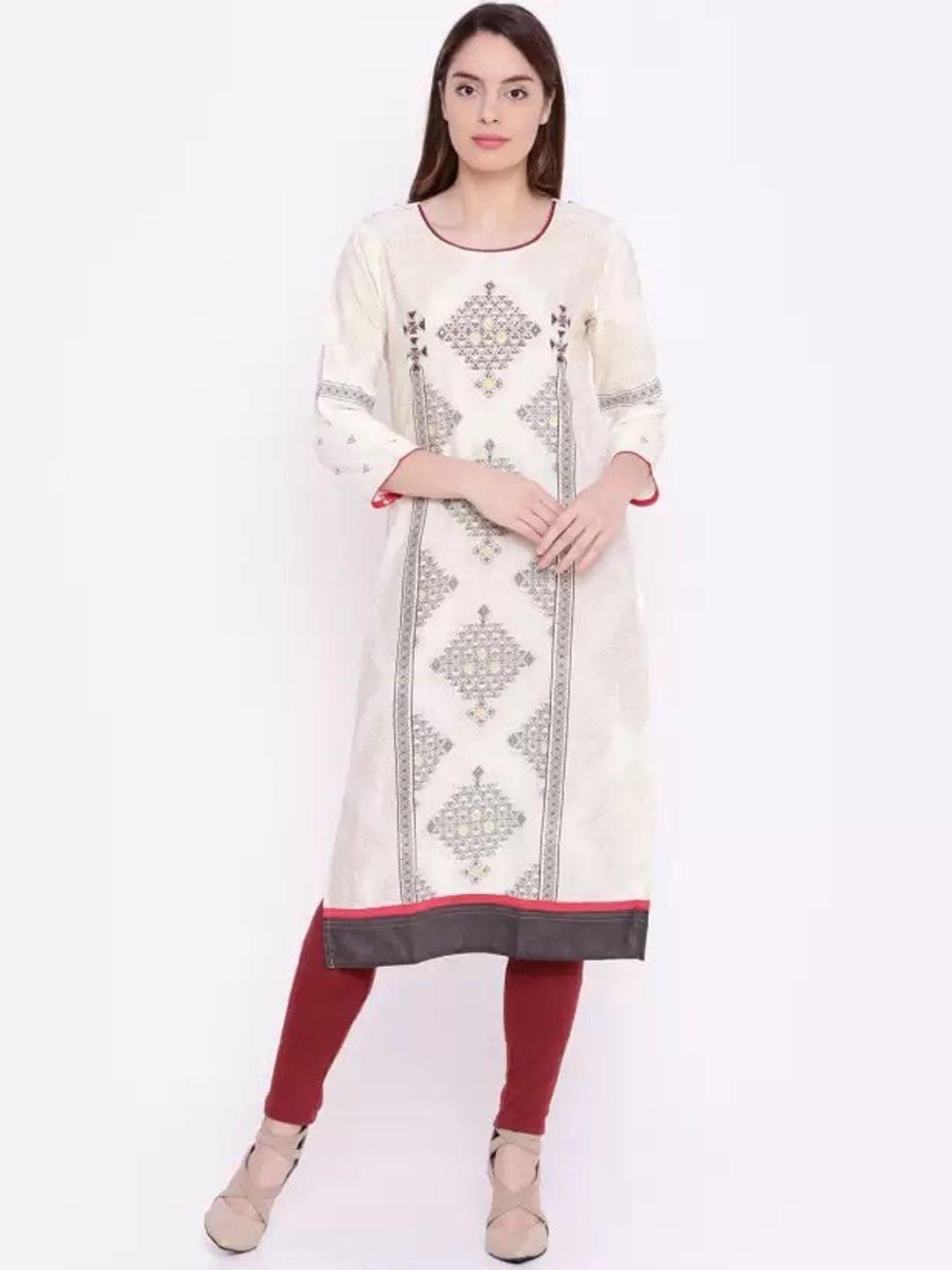 span geometric printed sequinned kurta