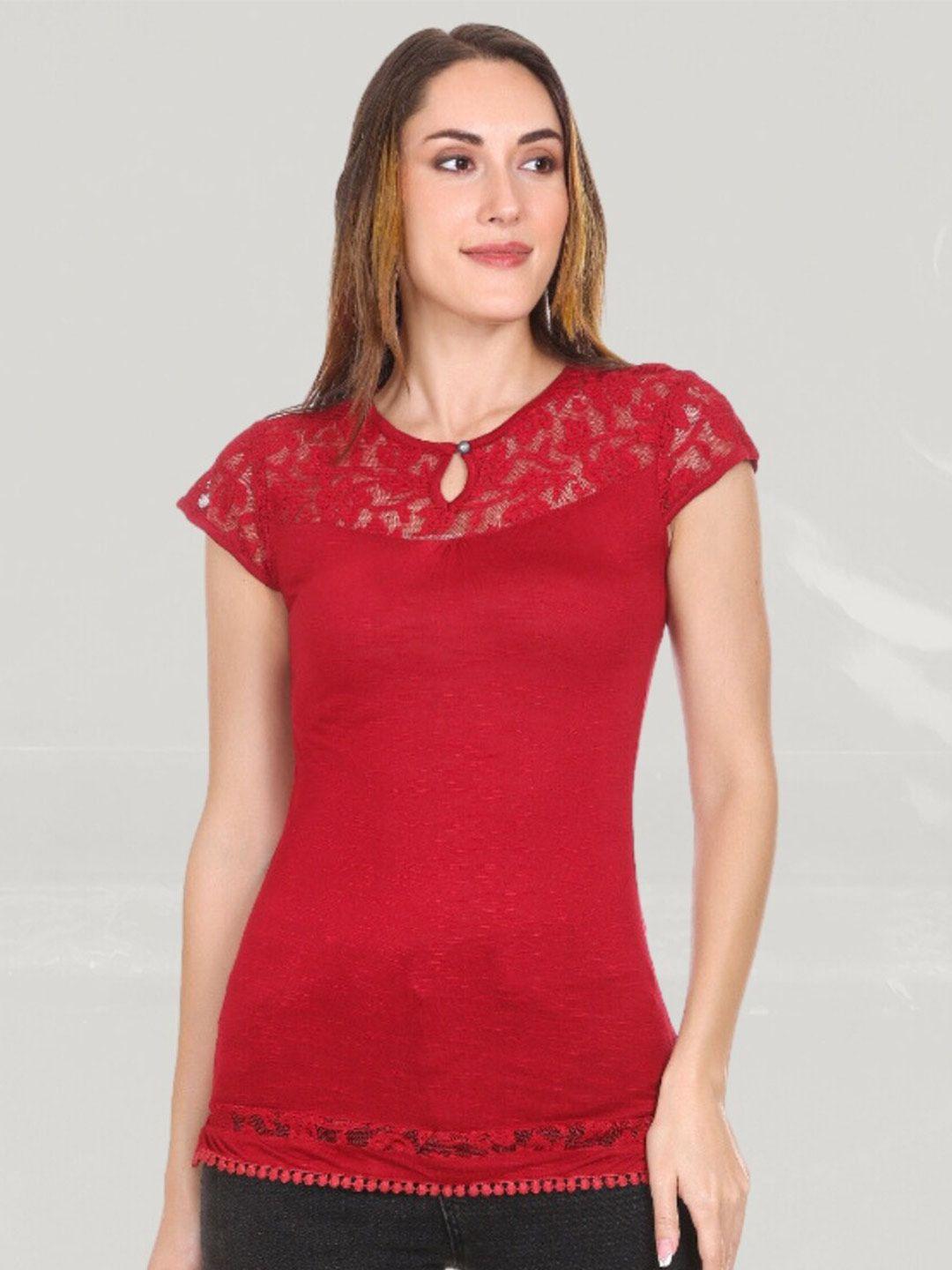 moda elementi self design lace insert cotton top