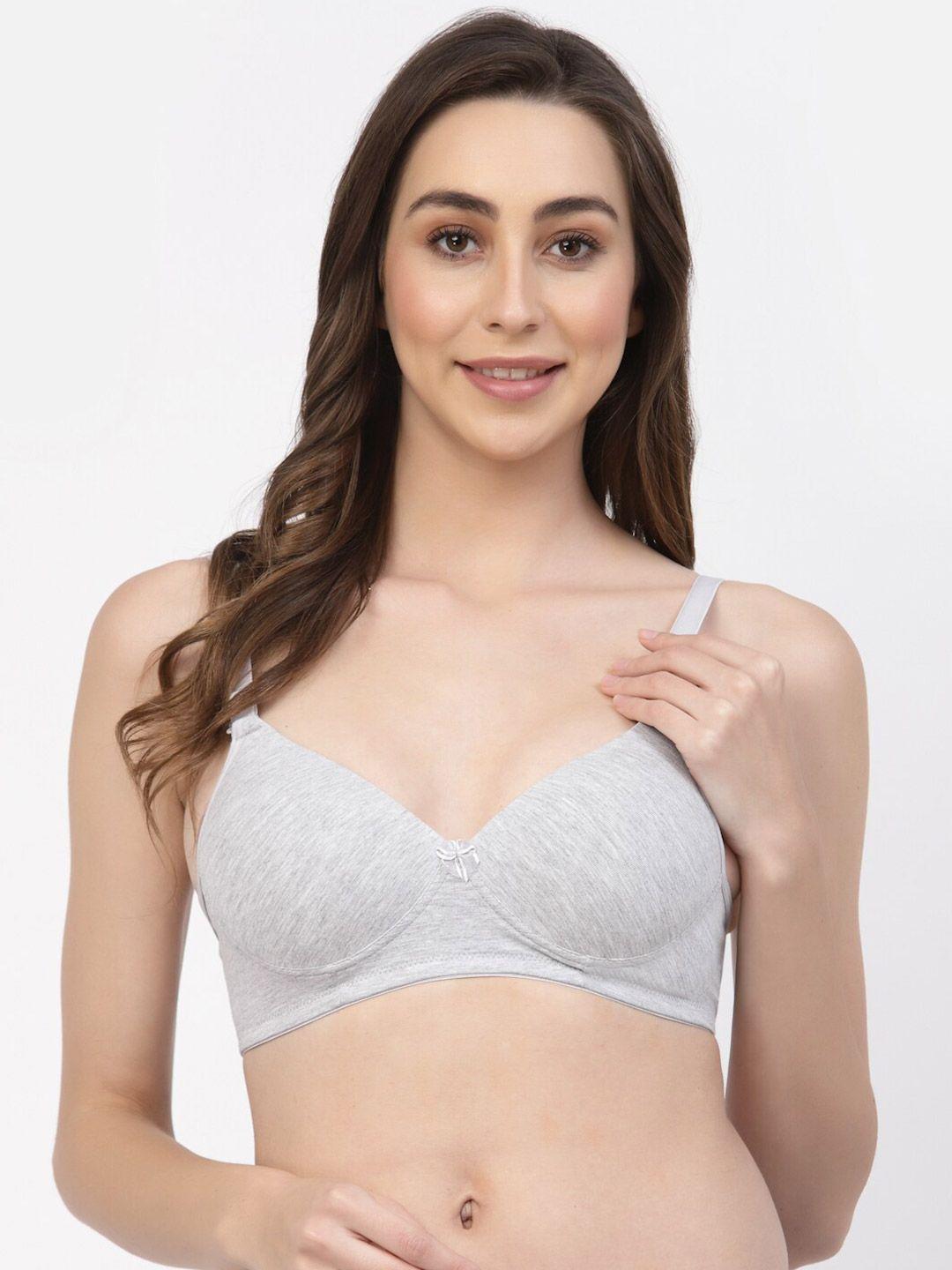 floret grey bra full coverage heavily padded 360 degree support seamless push-up bra