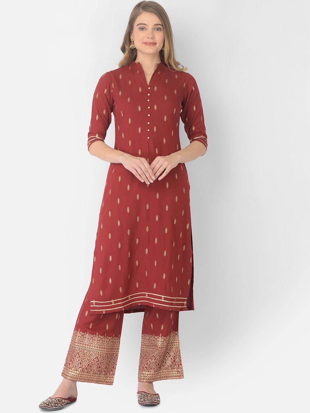 v tradition floral printed kurta with trousers