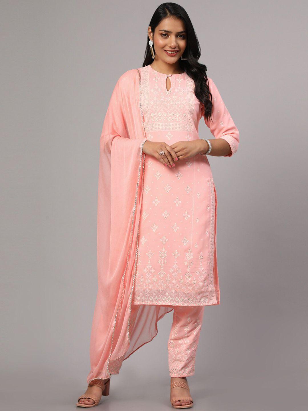 v tradition ethnic motifs printed kurta with trousers & dupatta