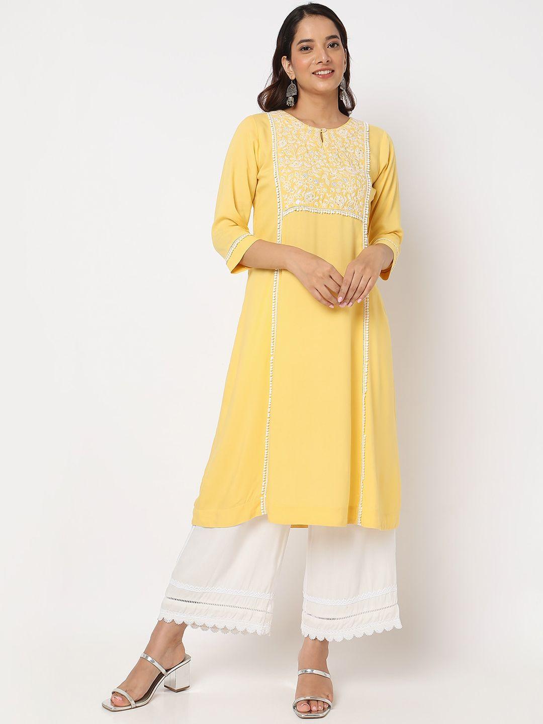 ethnicity ethnic motifs embroidered sequinned panelled a-line kurta