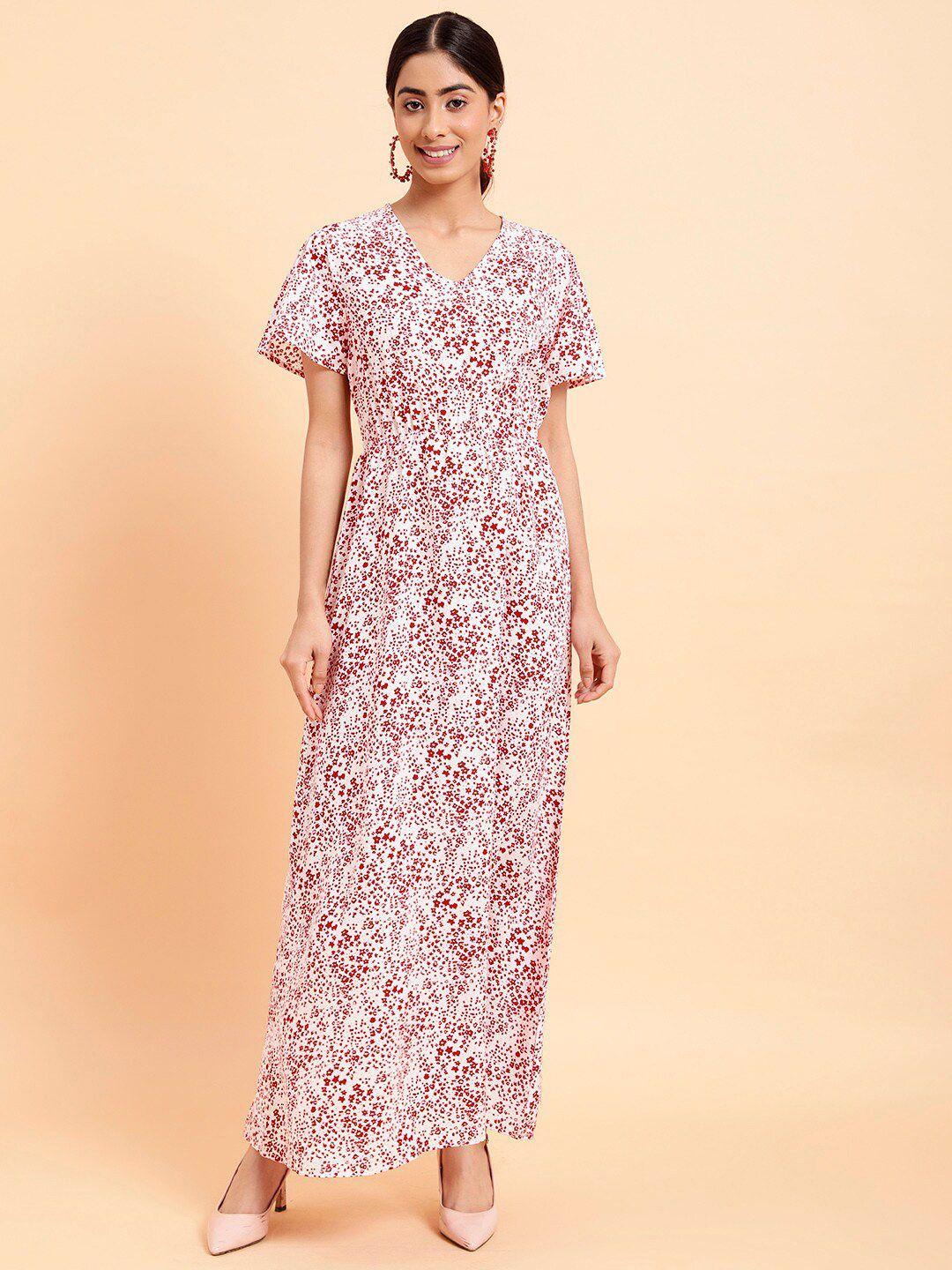 mint street v-neck floral print crepe kaftan dress