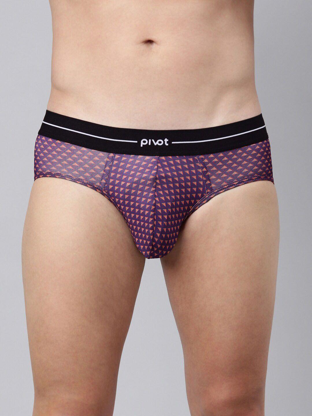 pivot men mid-rise geometric printed basic briefs