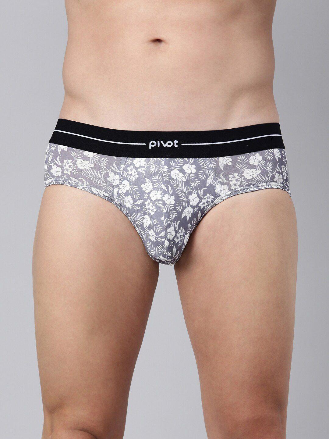 pivot men mid-rise floral printed basic briefs