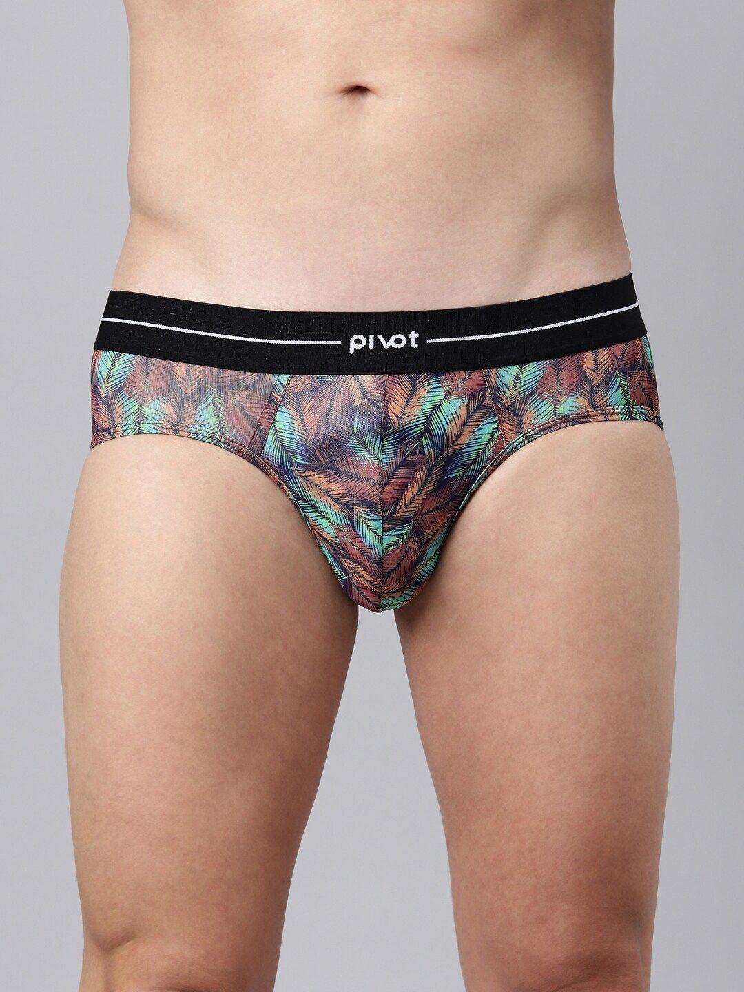 pivot men mid-rise floral printed basic briefs