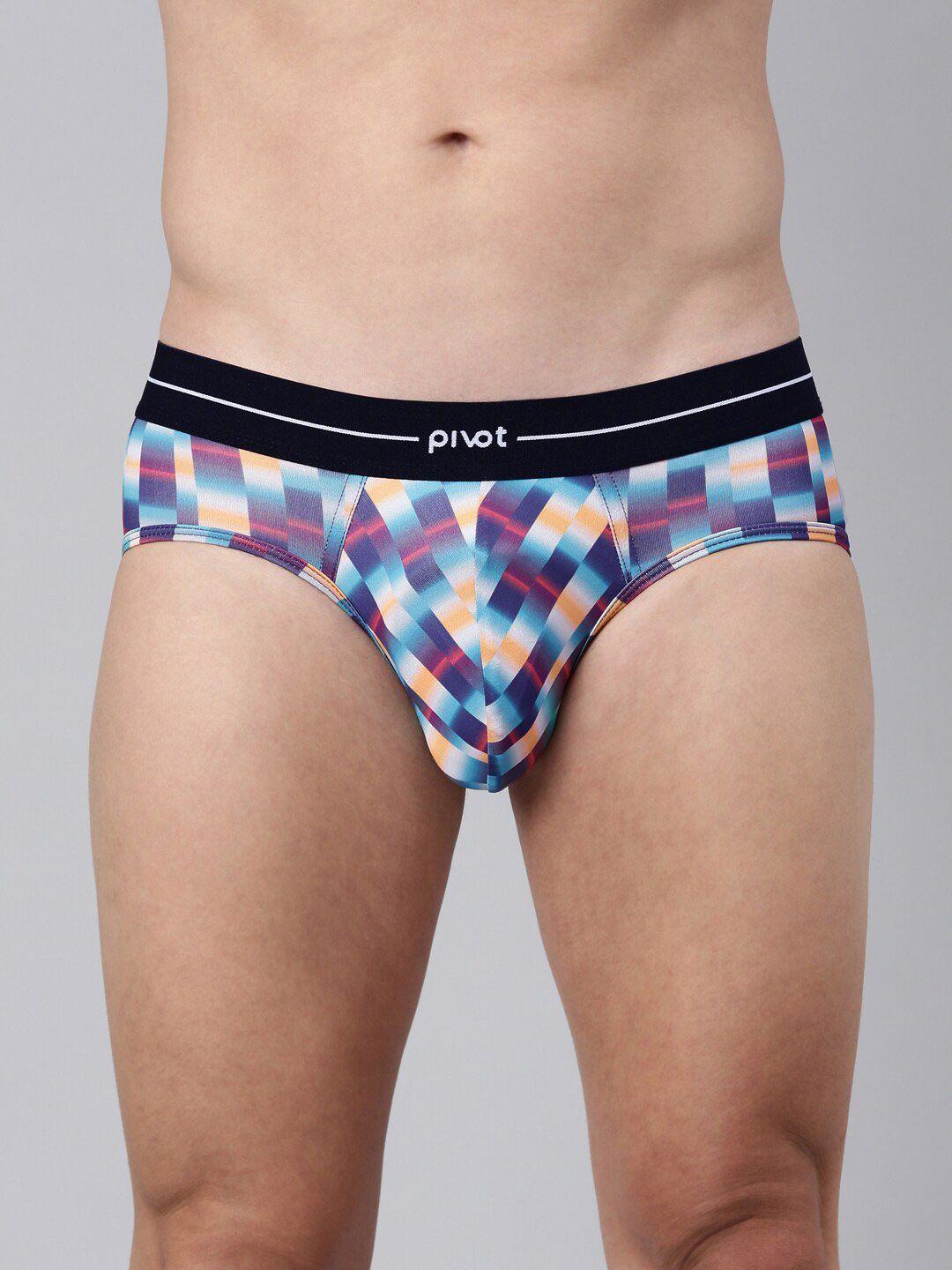 pivot men mid-rise geometric printed basic briefs