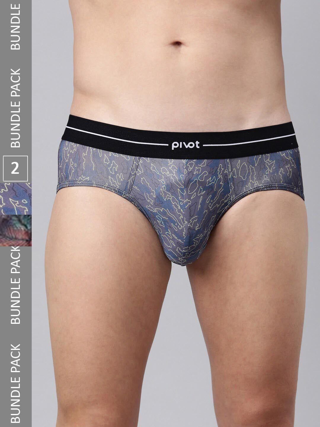 pivot men pack of 2 mid-rise assorted basic briefs