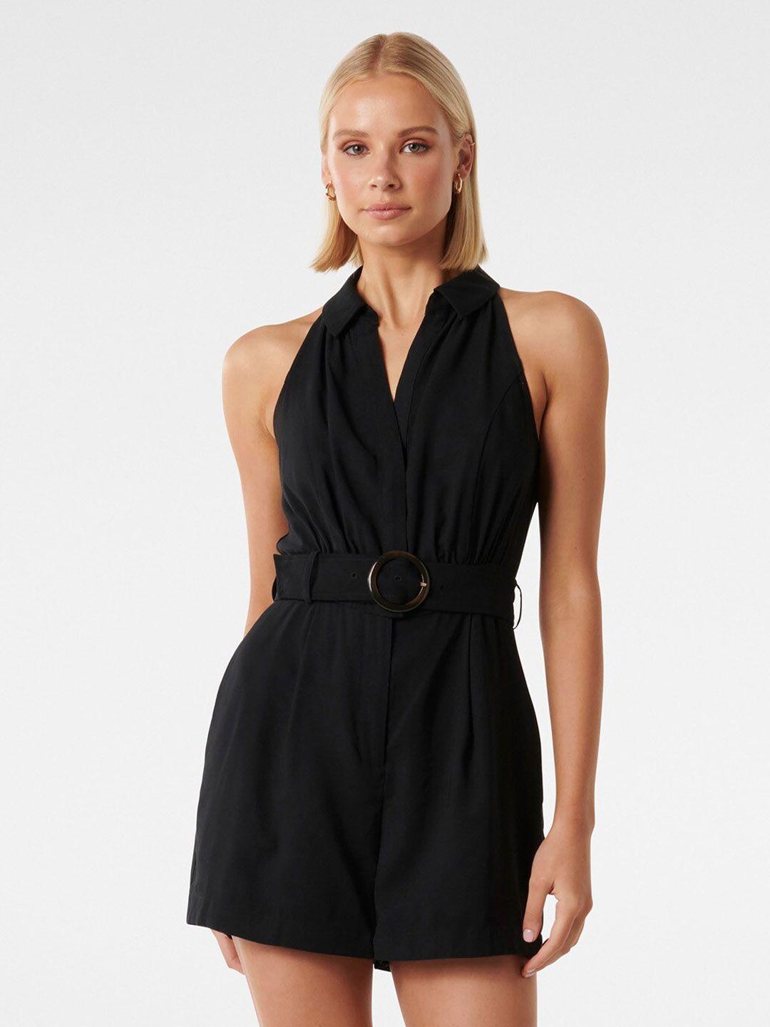 forever new shirt collar sleeveless playsuit with belt