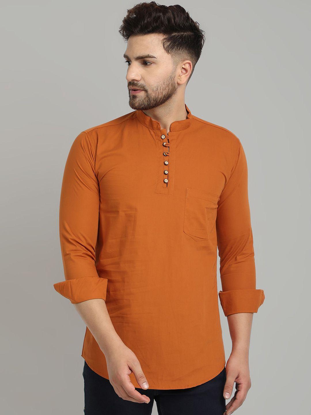 majestic mandarin collar straight short pure cotton kurta