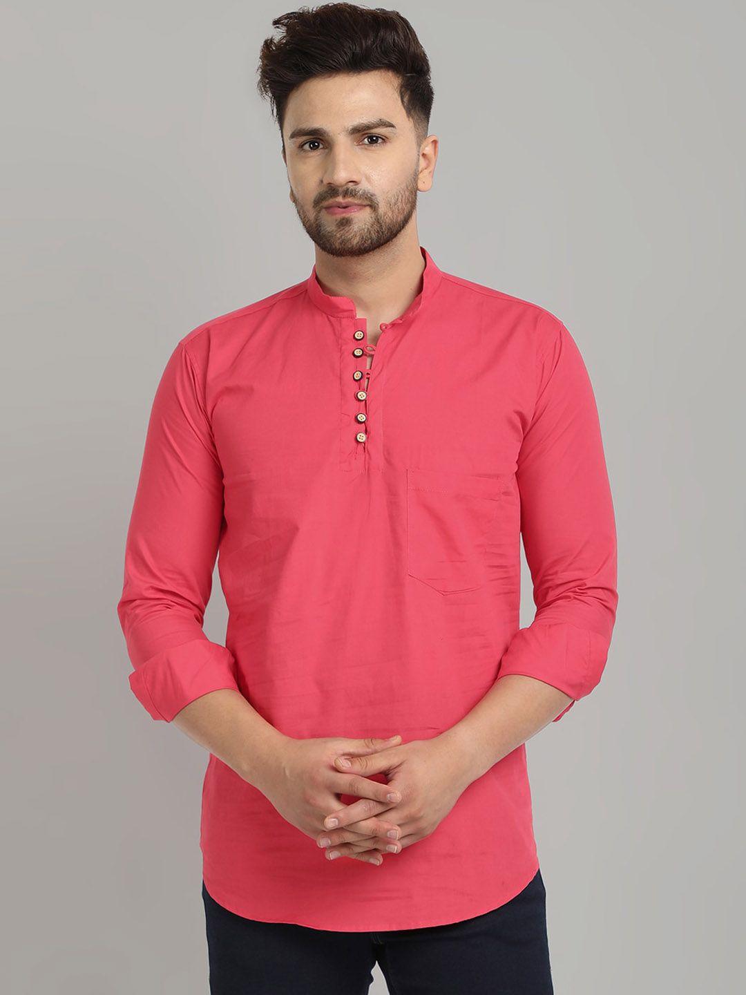 majestic mandarin collar straight short pure cotton kurta