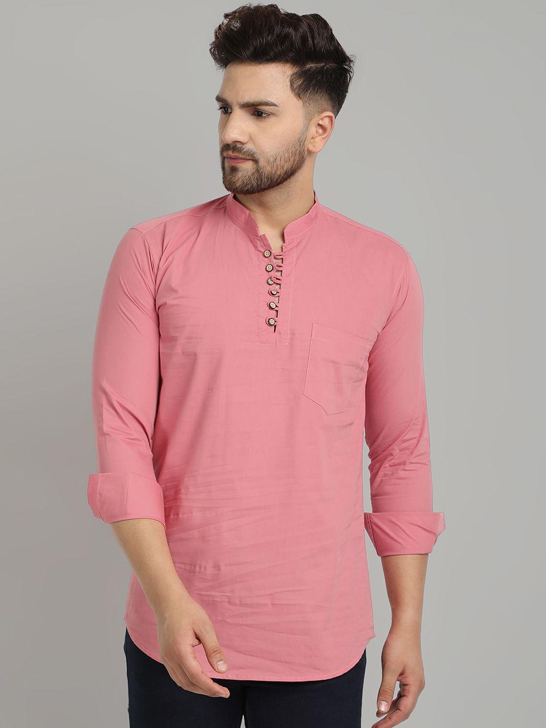 majestic mandarin collar straight short pure cotton kurta