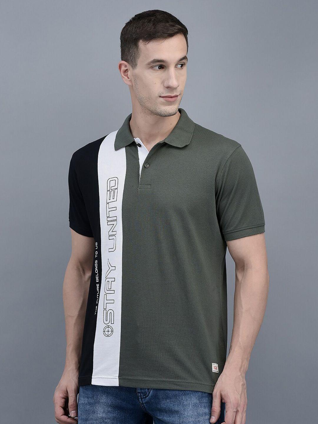 cobb colourblocked polo collar regular fit cotton t-shirt