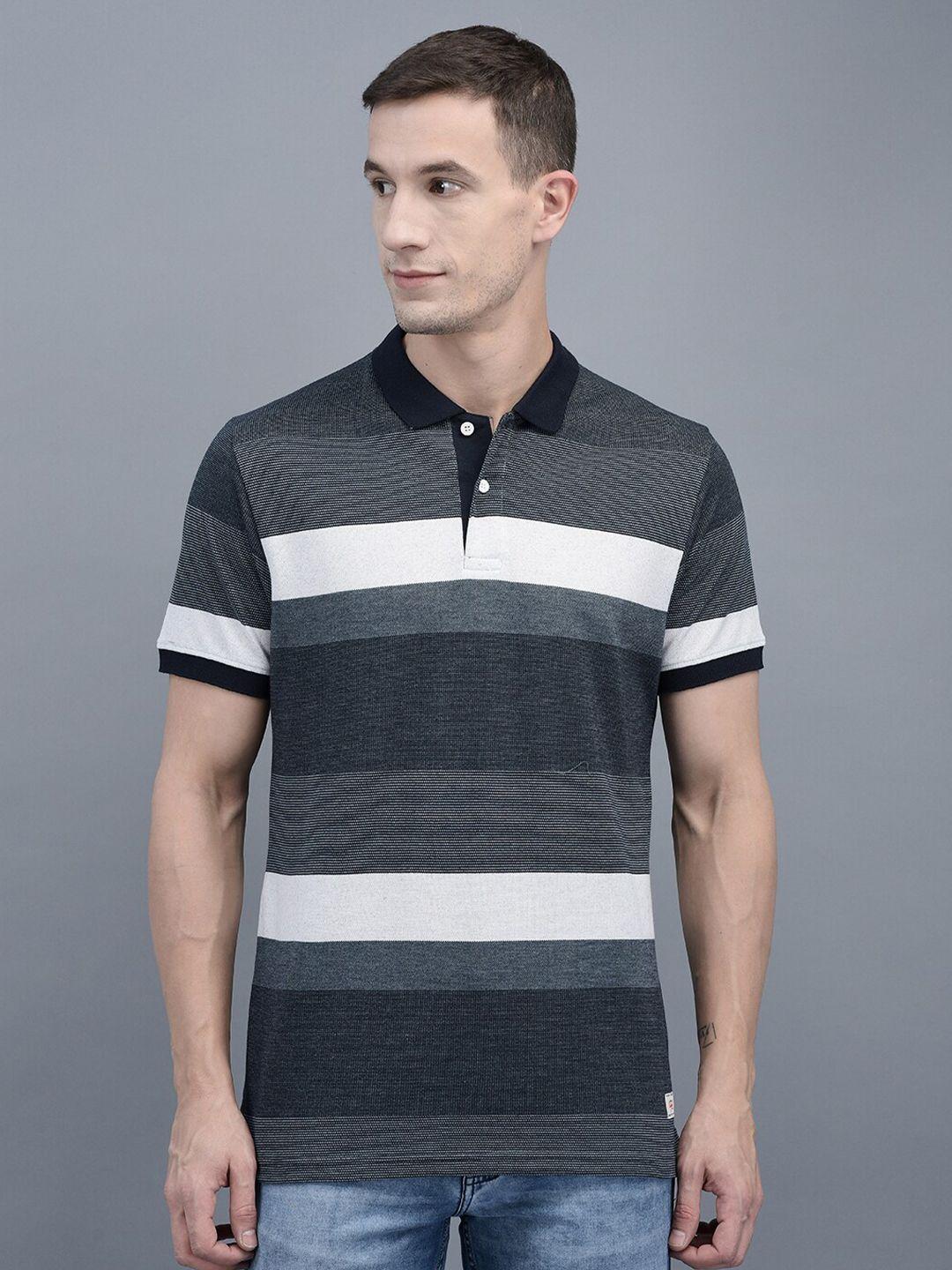 cobb striped polo collar regular fit cotton t-shirt