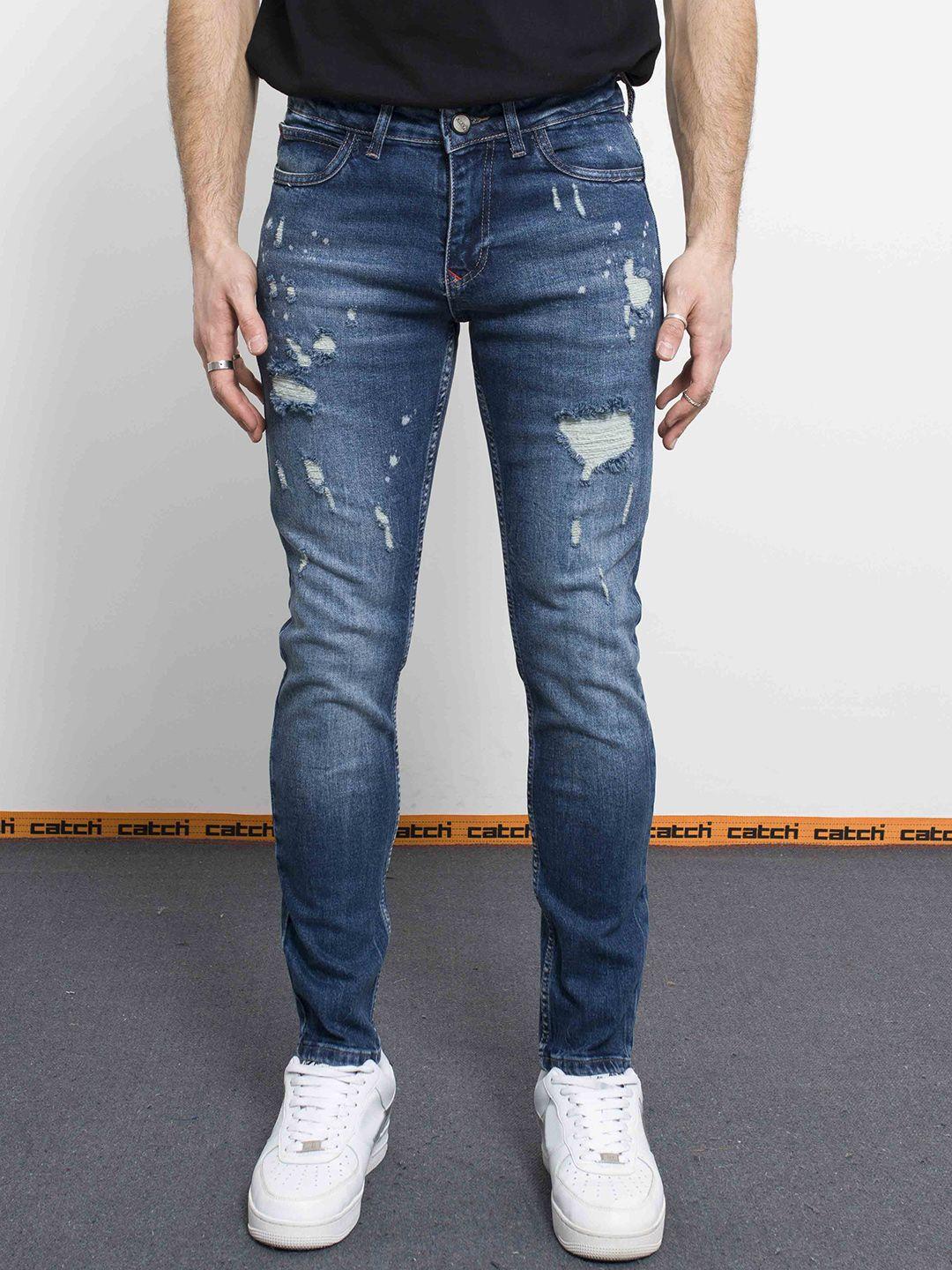 catch men slim fit mildly distressed light fade stretchable jeans