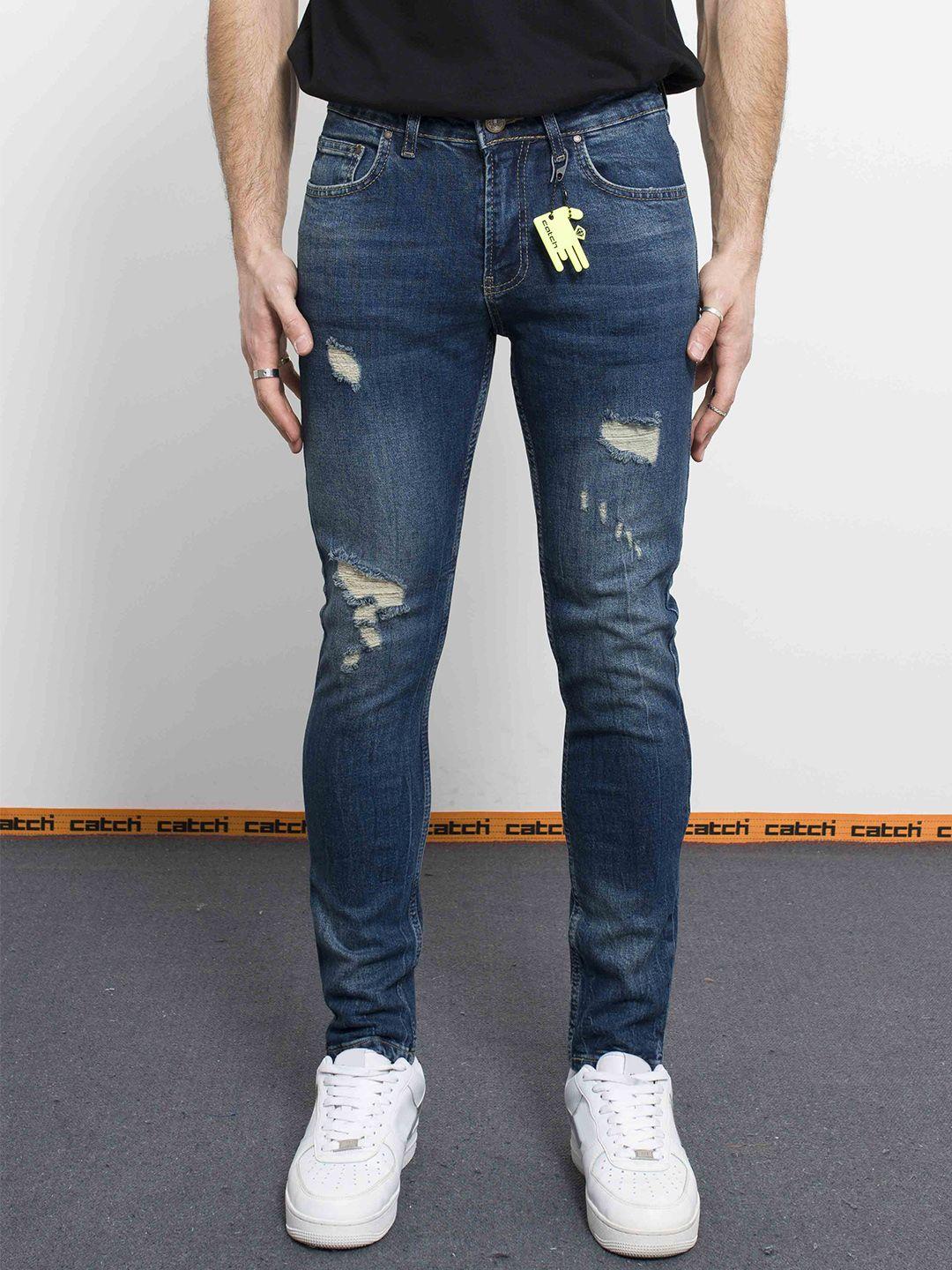 catch men slim fit low distress light fade stretchable jeans