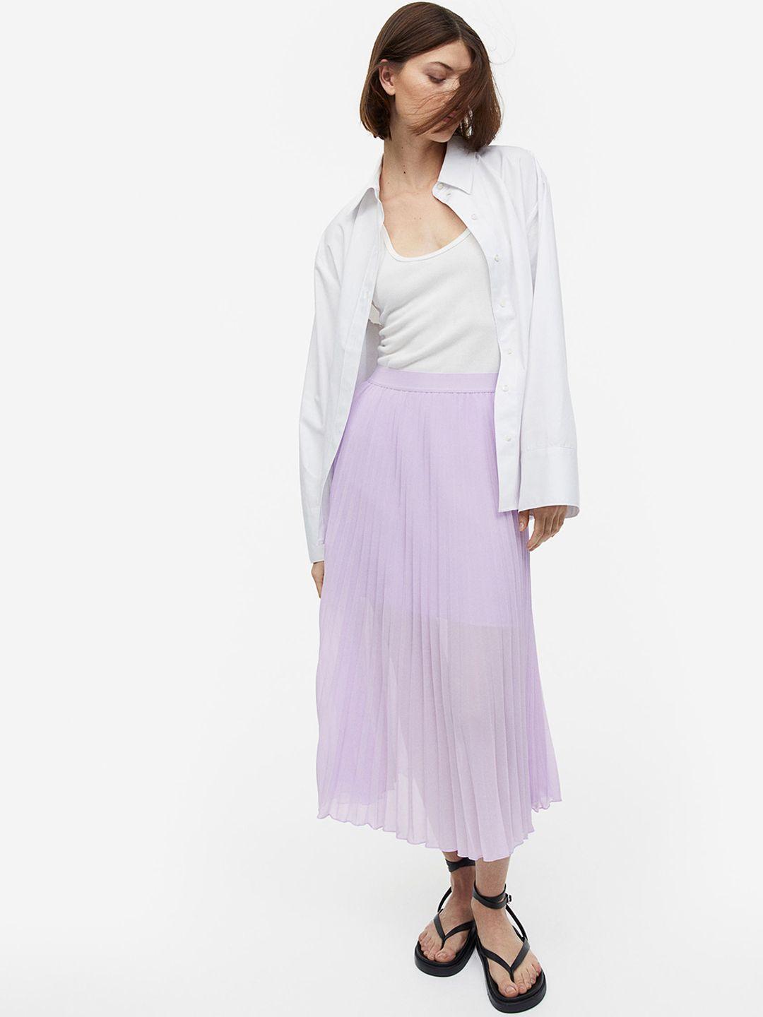 h&m women pleated chiffon a-line skirt