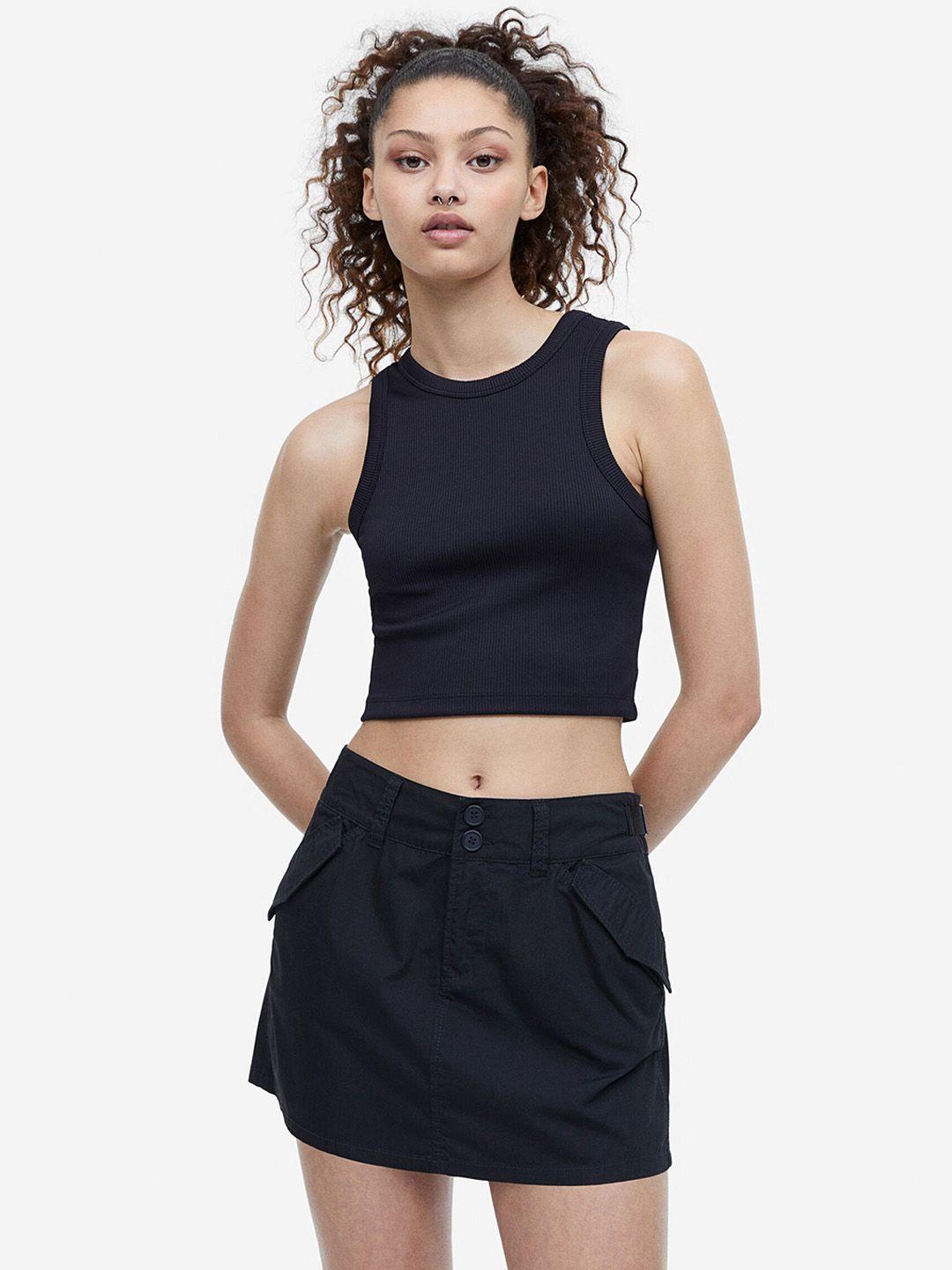 h&m women low-waisted utility pure-cotton a-line skirt