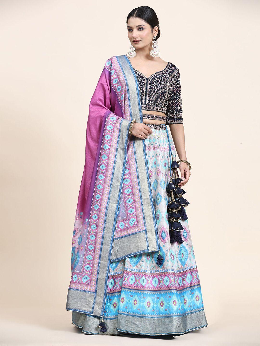 phenav embroidered thread work ready to wear lehenga & blouse with dupatta