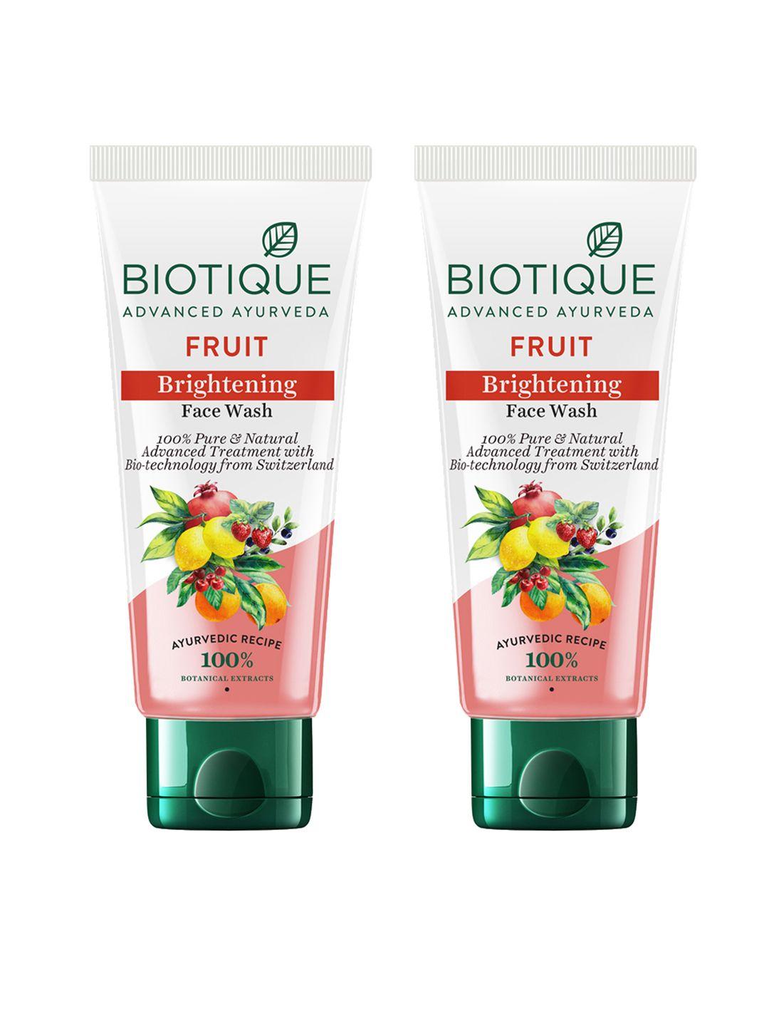 biotique set of 2 pure & natural fruit brightening face wash - 100ml each