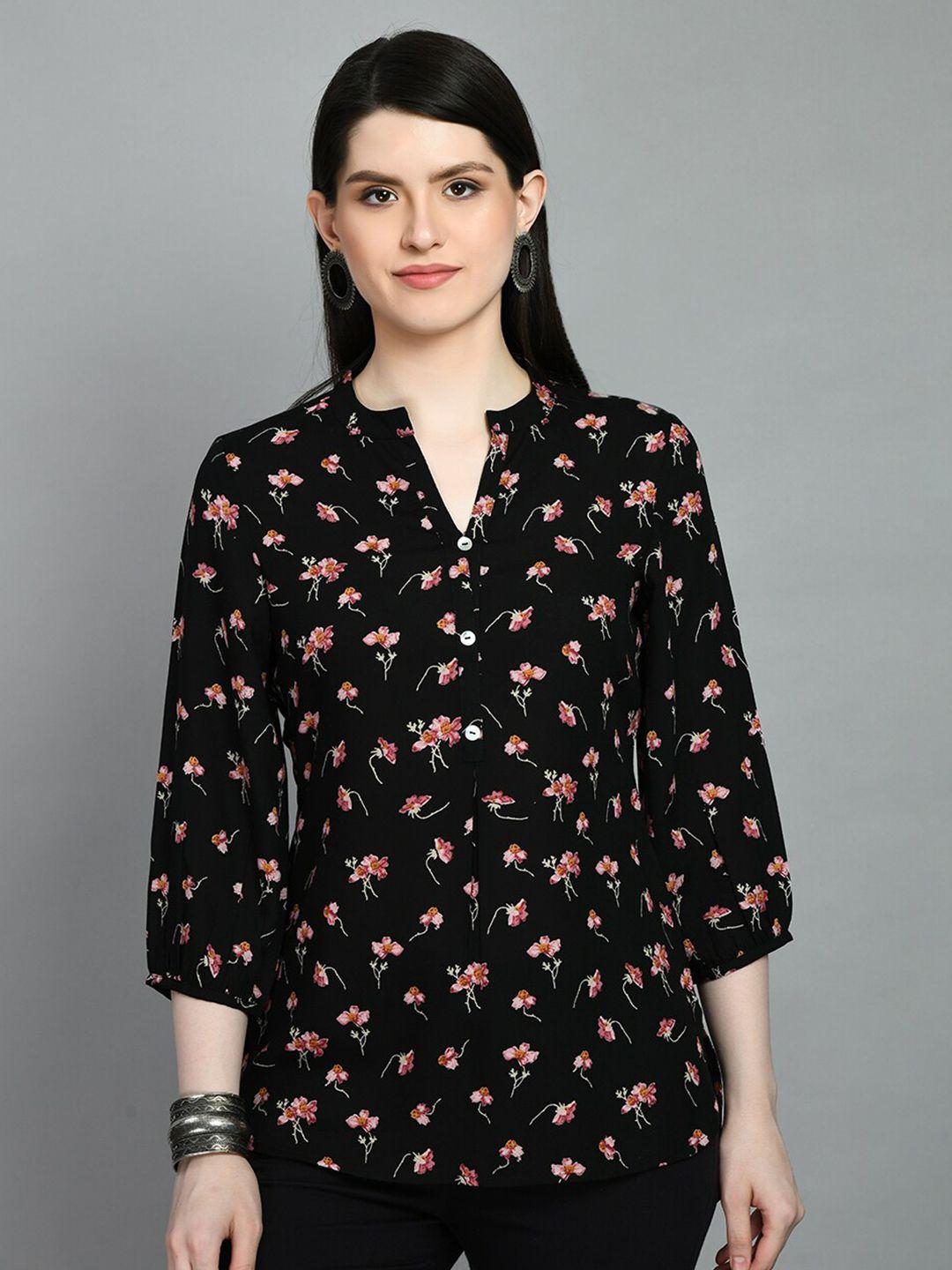 meesan mandarin collar floral printed kurti