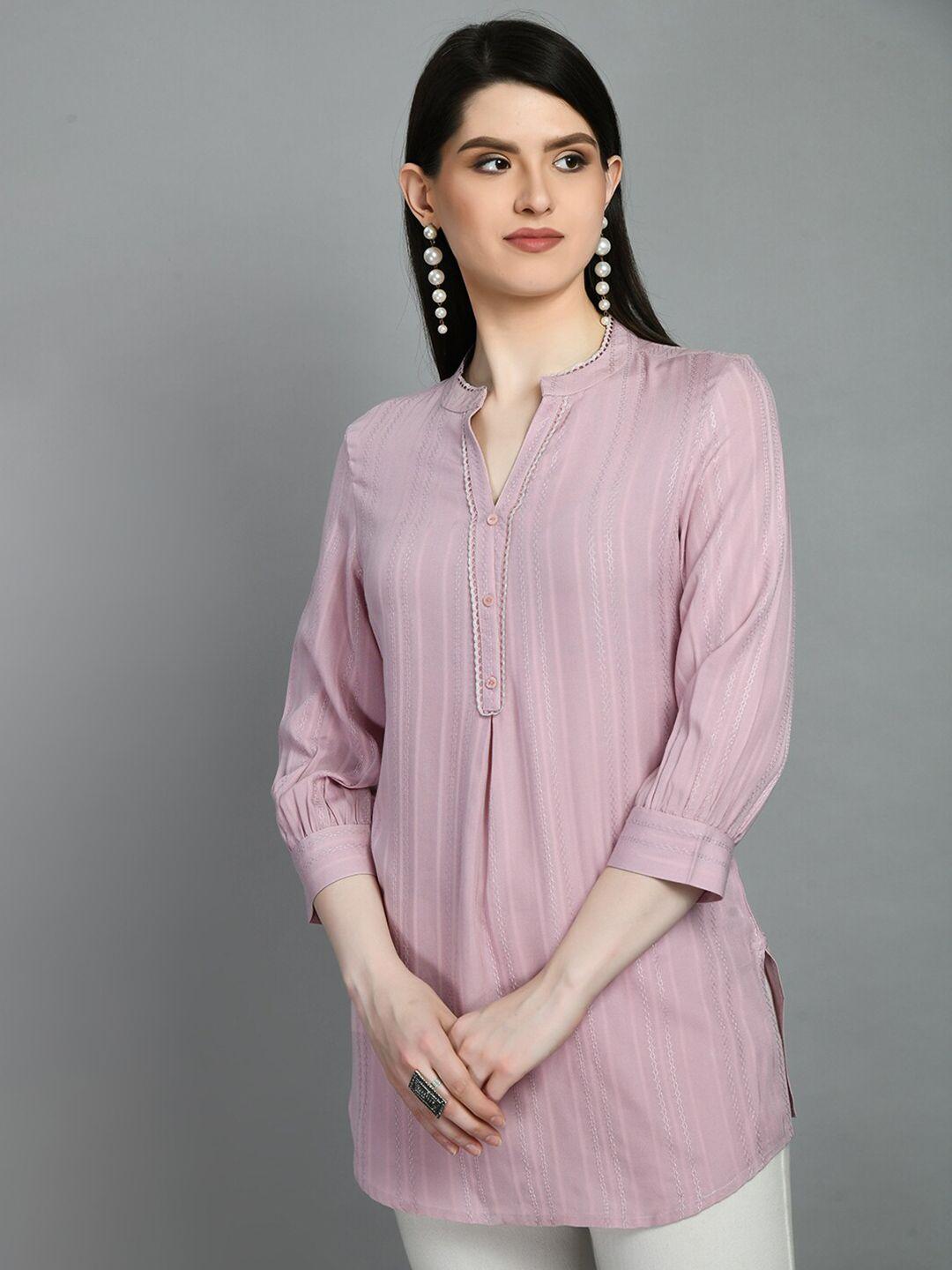 meesan mandarin collar striped kurti