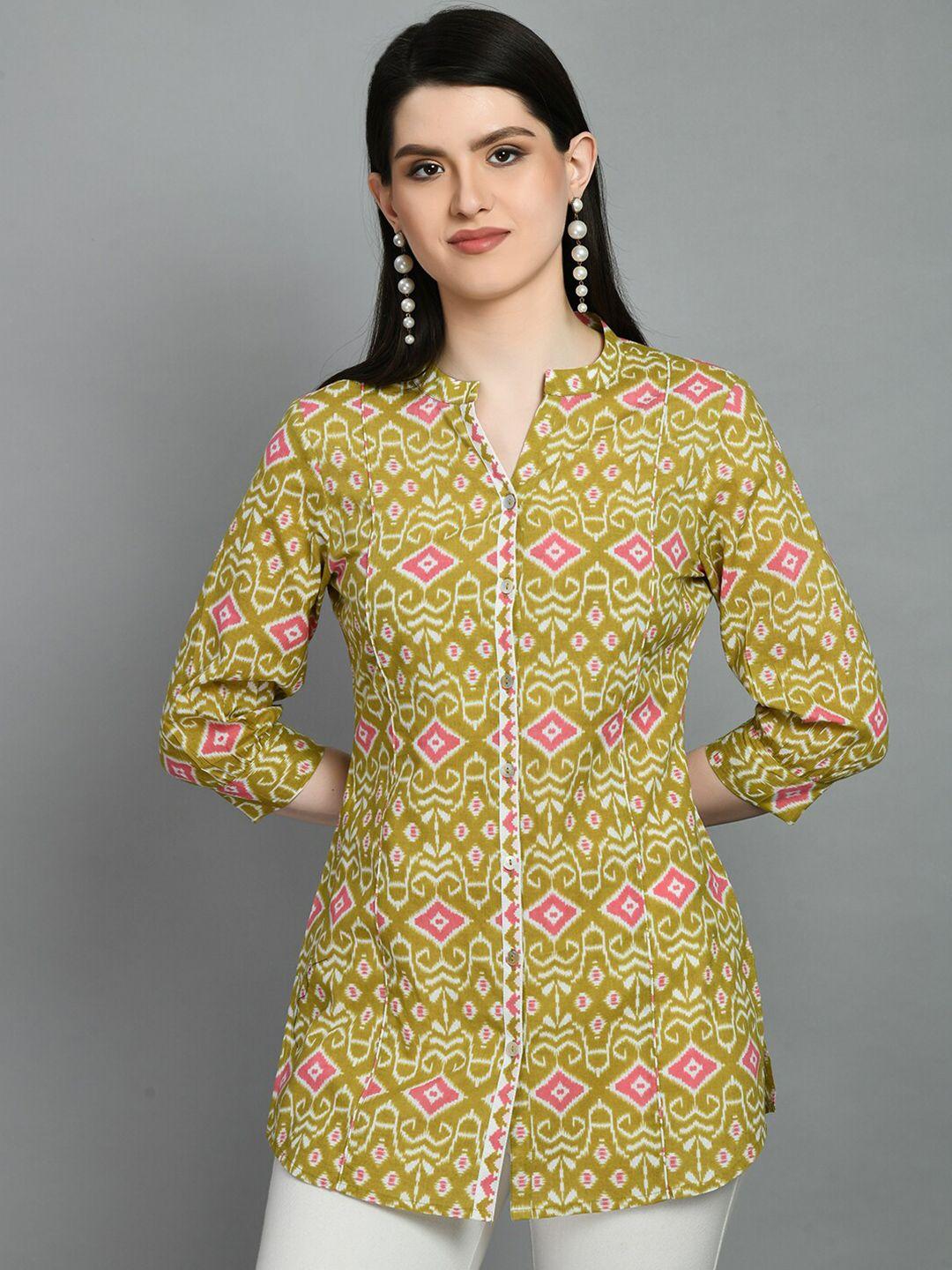 meesan mandarin collar printed cotton kurti