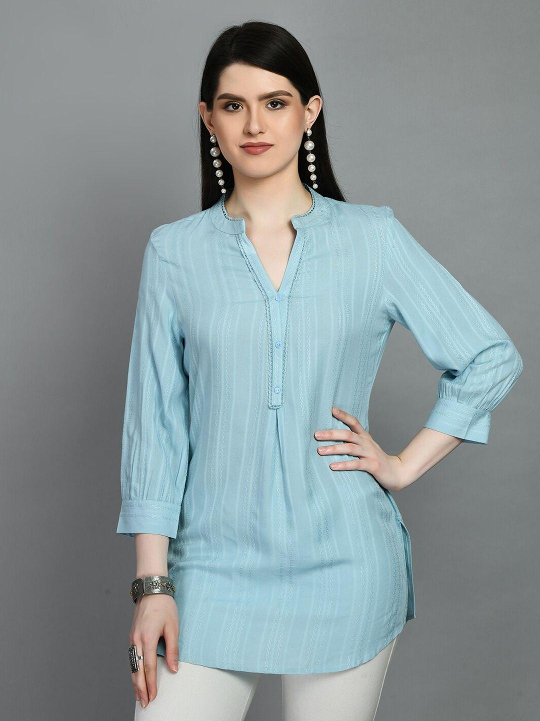 meesan mandarin collar striped kurti