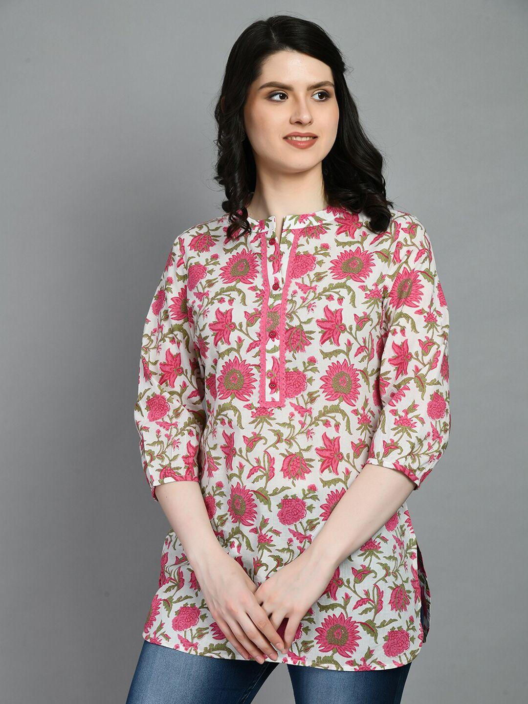 meesan mandarin collar printed cotton kurti