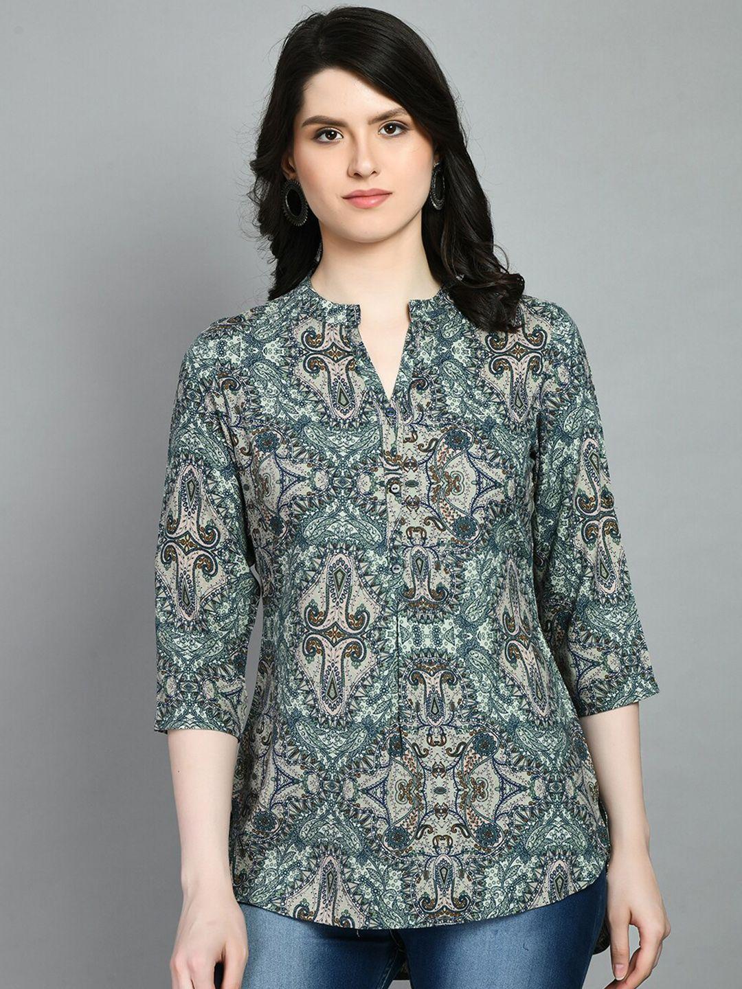 meesan mandarin collar printed kurti