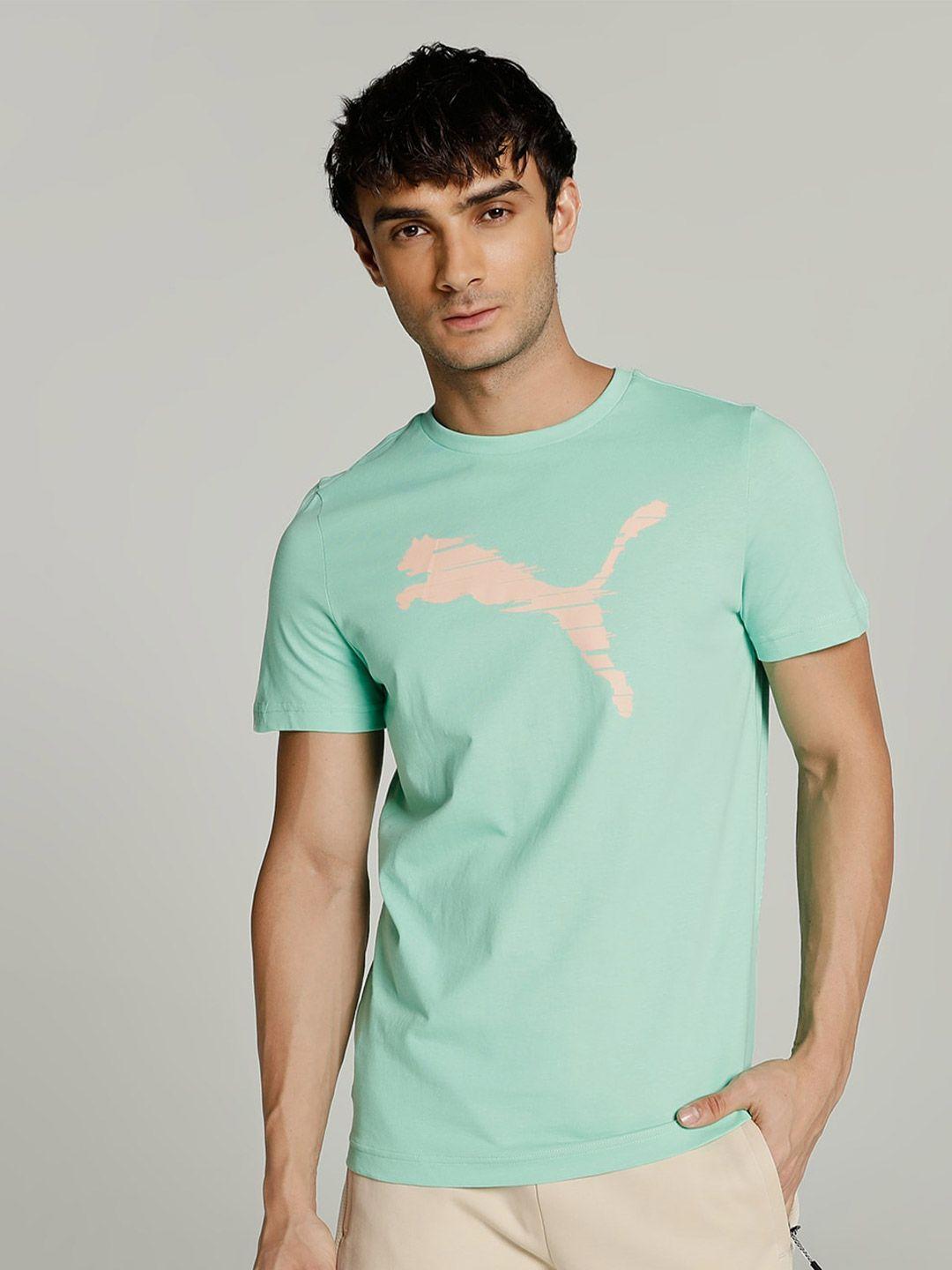 puma men shaded cat-printed slim fit cotton t-shirt