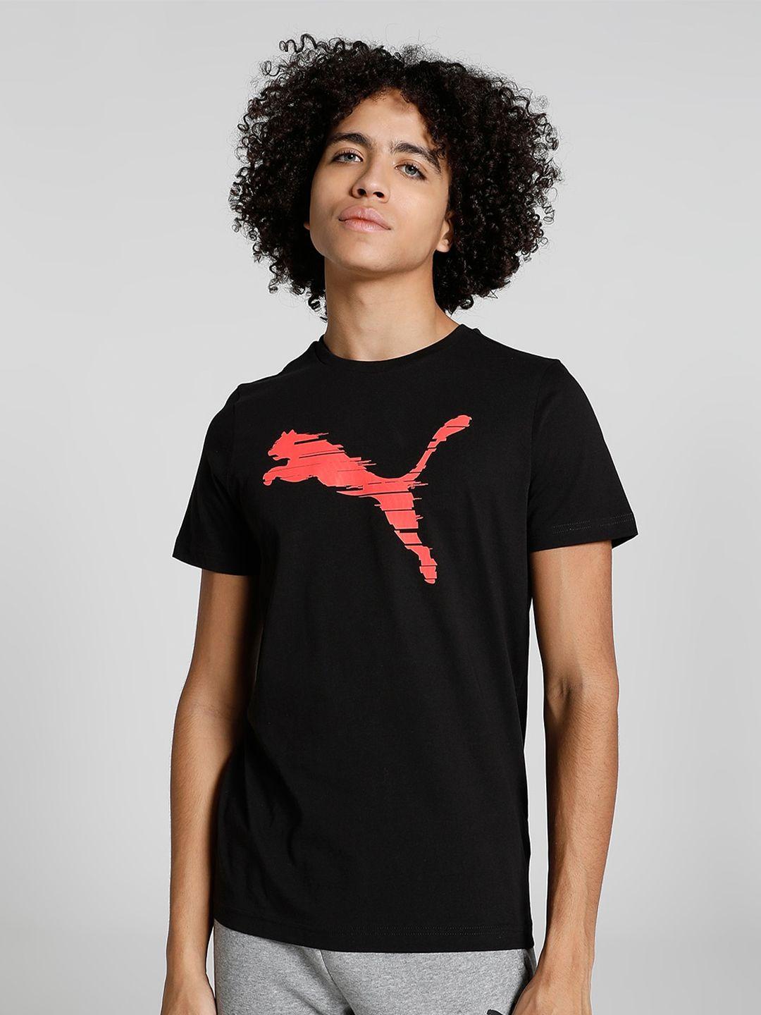 puma men shaded cat printed cotton t-shirt