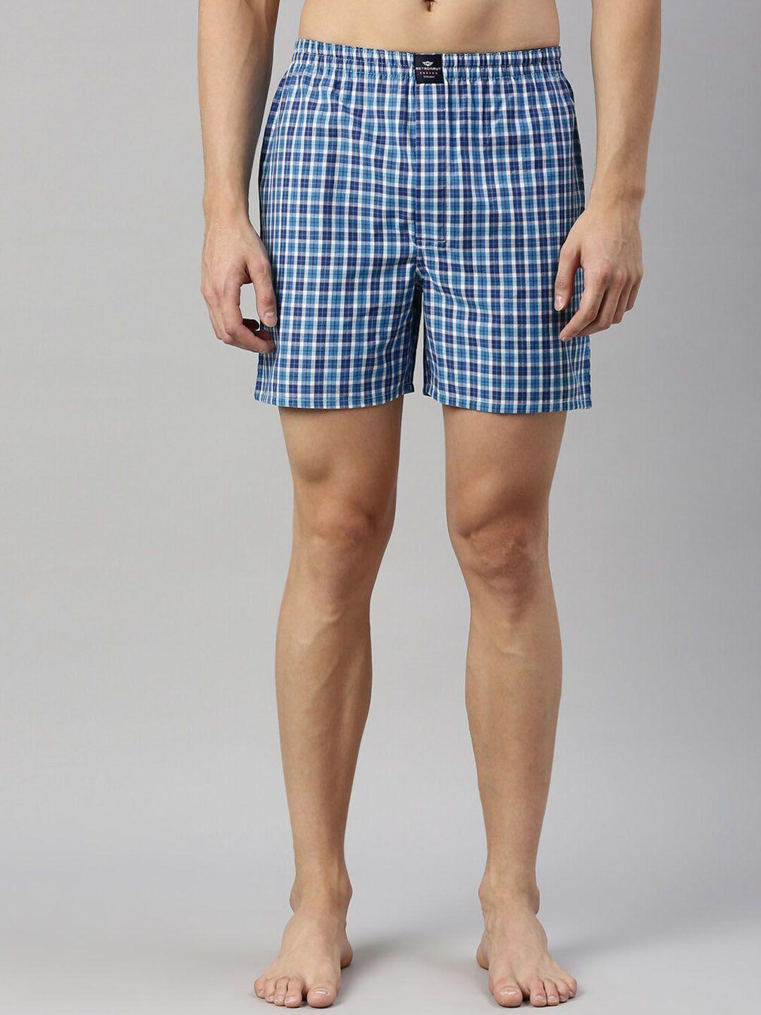 metronaut men checked pure cotton boxers