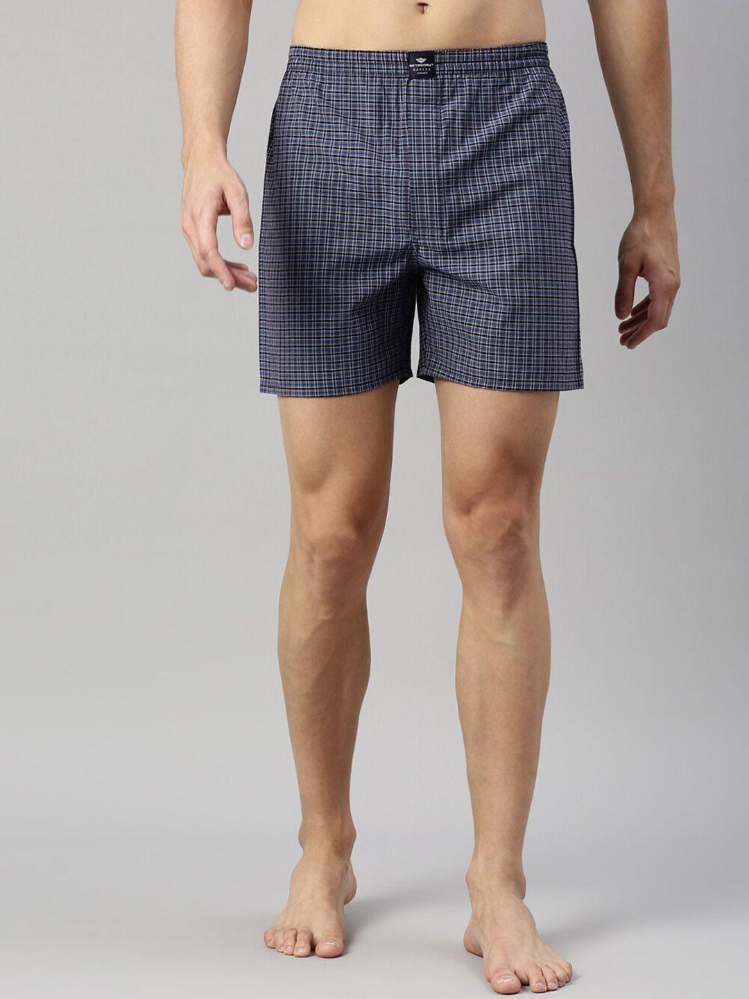 metronaut men mid-rise checked pure cotton boxers