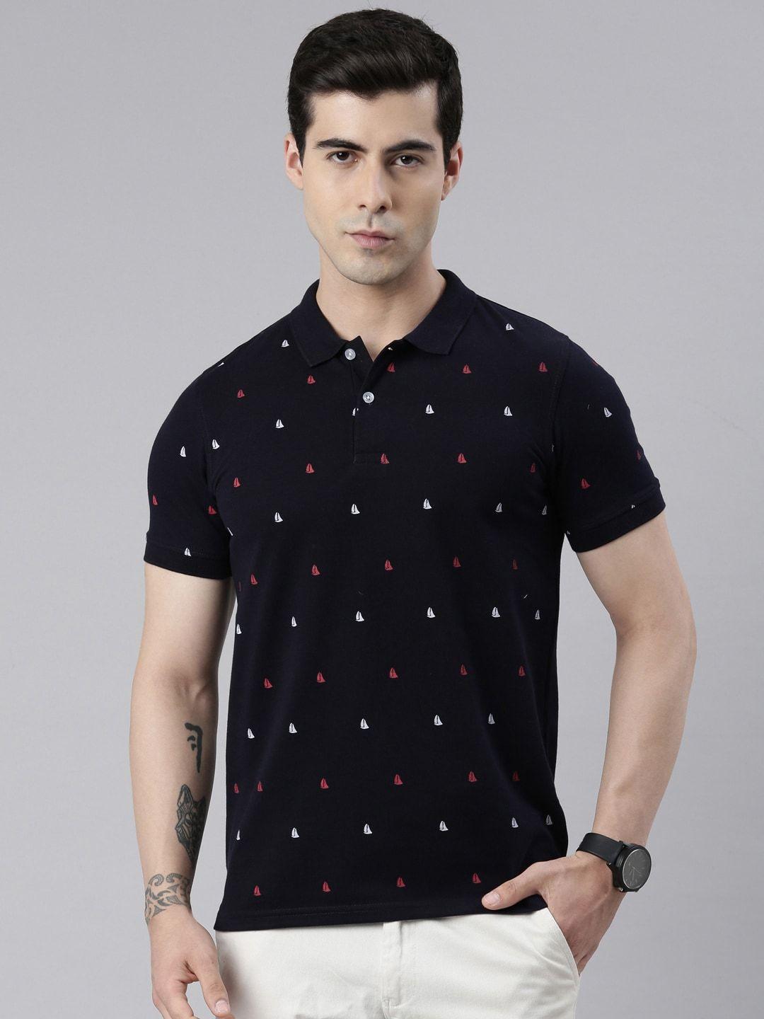 metronaut conversational printed polo collar cotton t-shirt