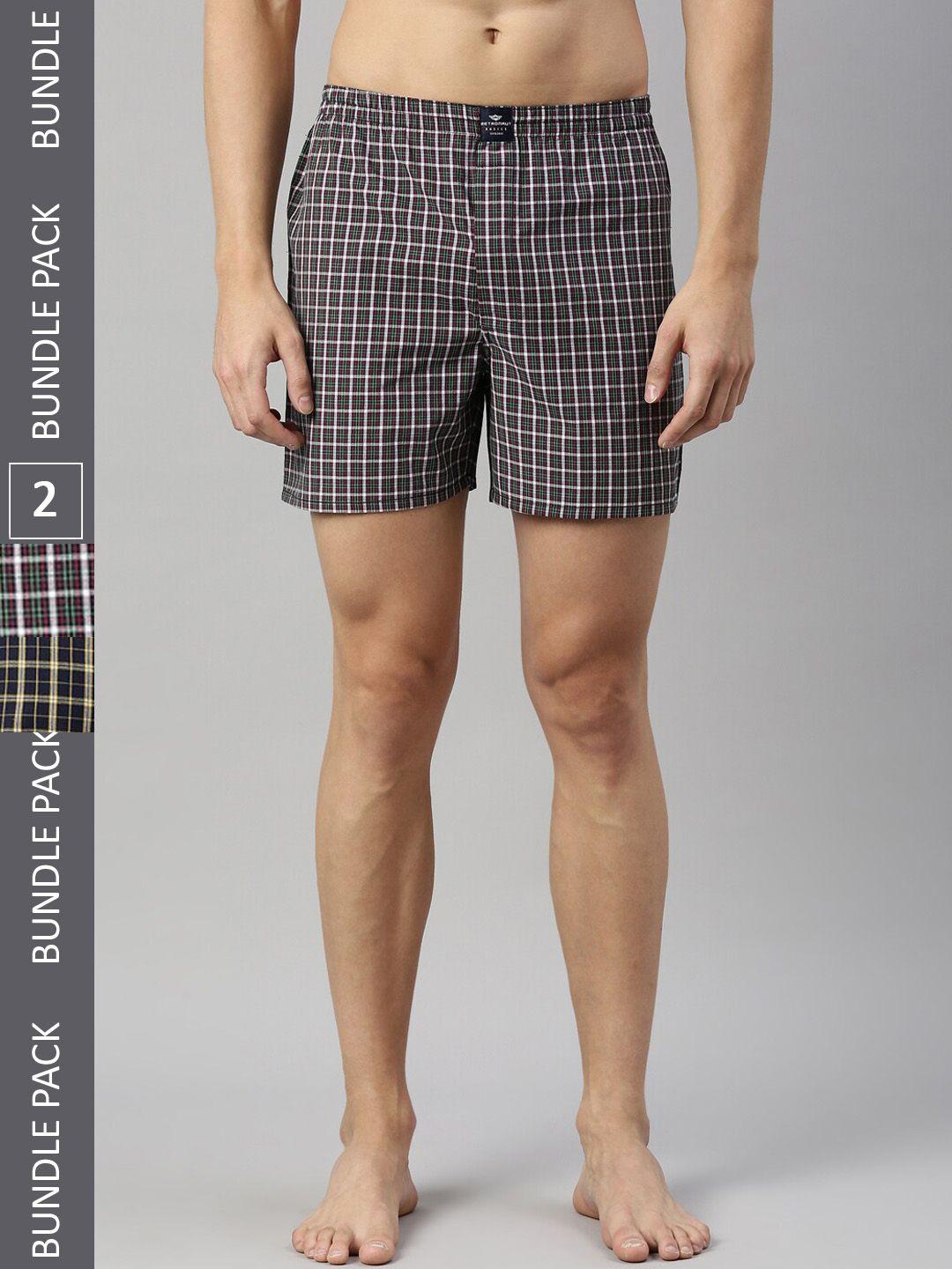 metronaut men pack of 2 mid-rise checked pure cotton boxers