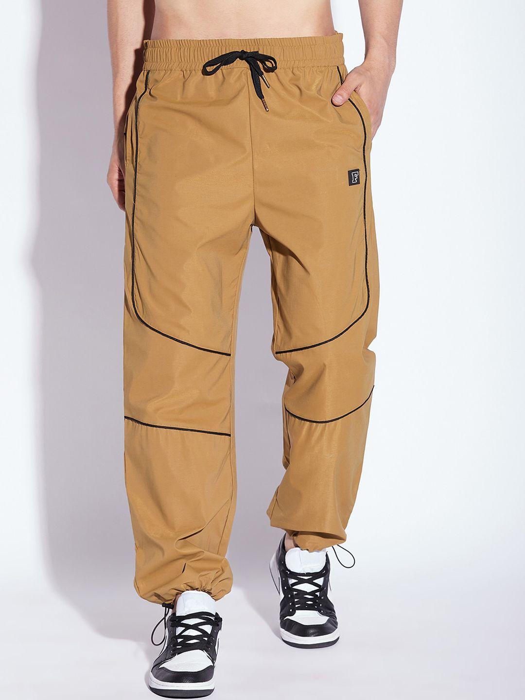 fugazee men khaki mid-rise regular fit joggers