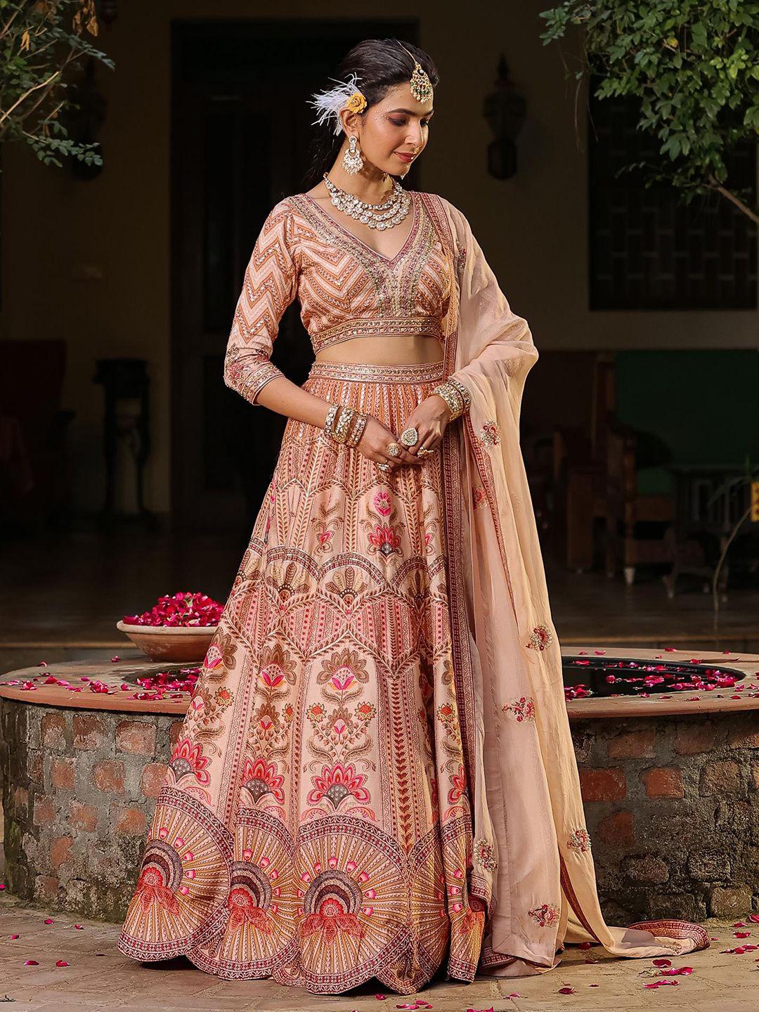 scakhi embellished sequinned ready to wear lehenga & blouse with dupatta