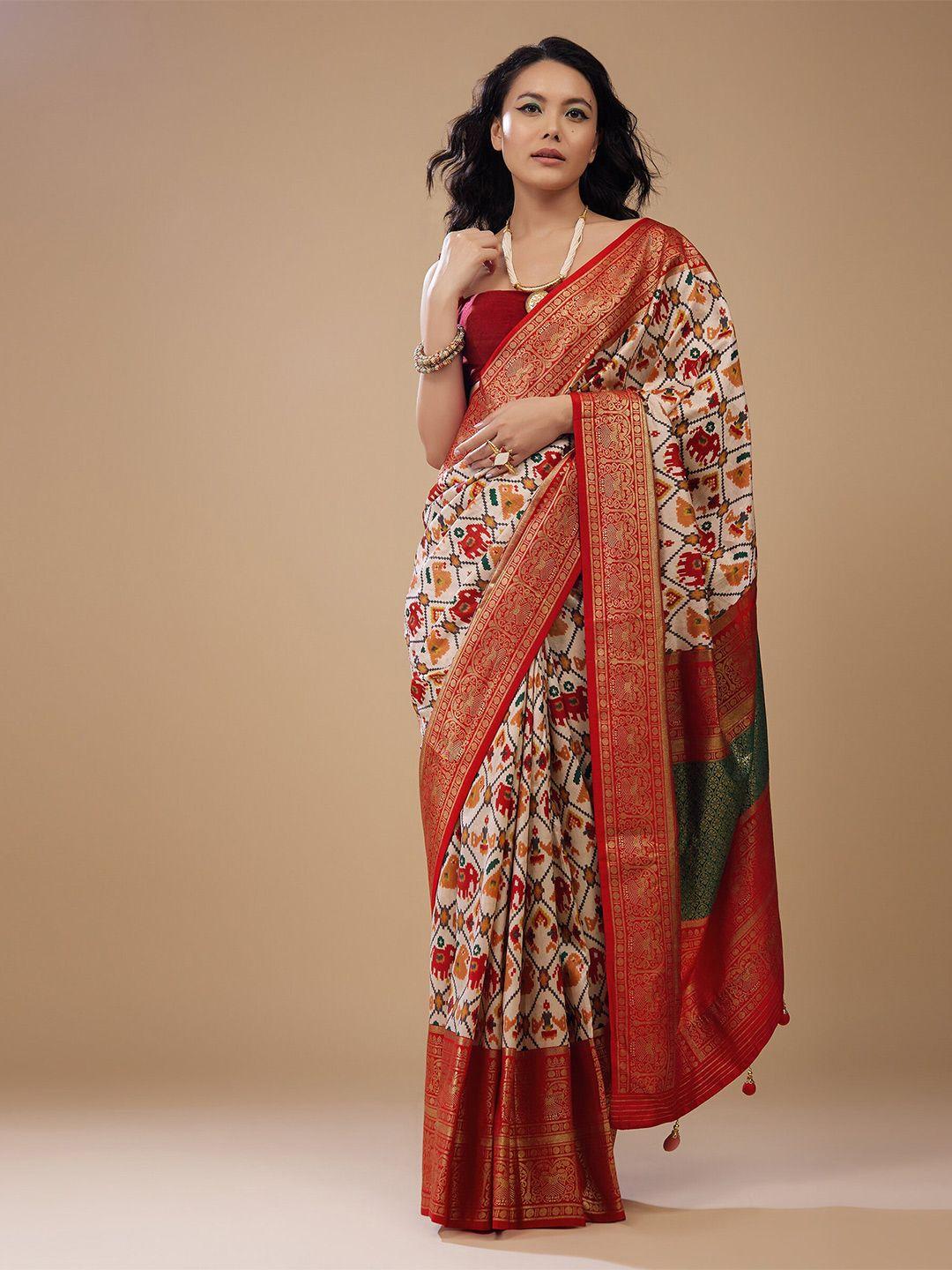 kalki fashion ethnic motif printed zari satin saree