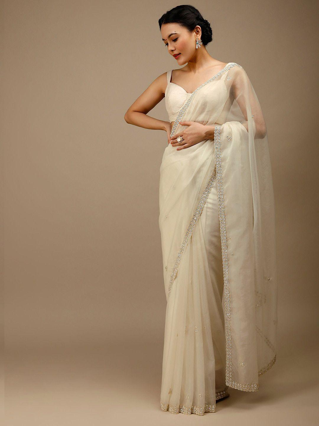 kalki fashion embellished beads and stones organza saree