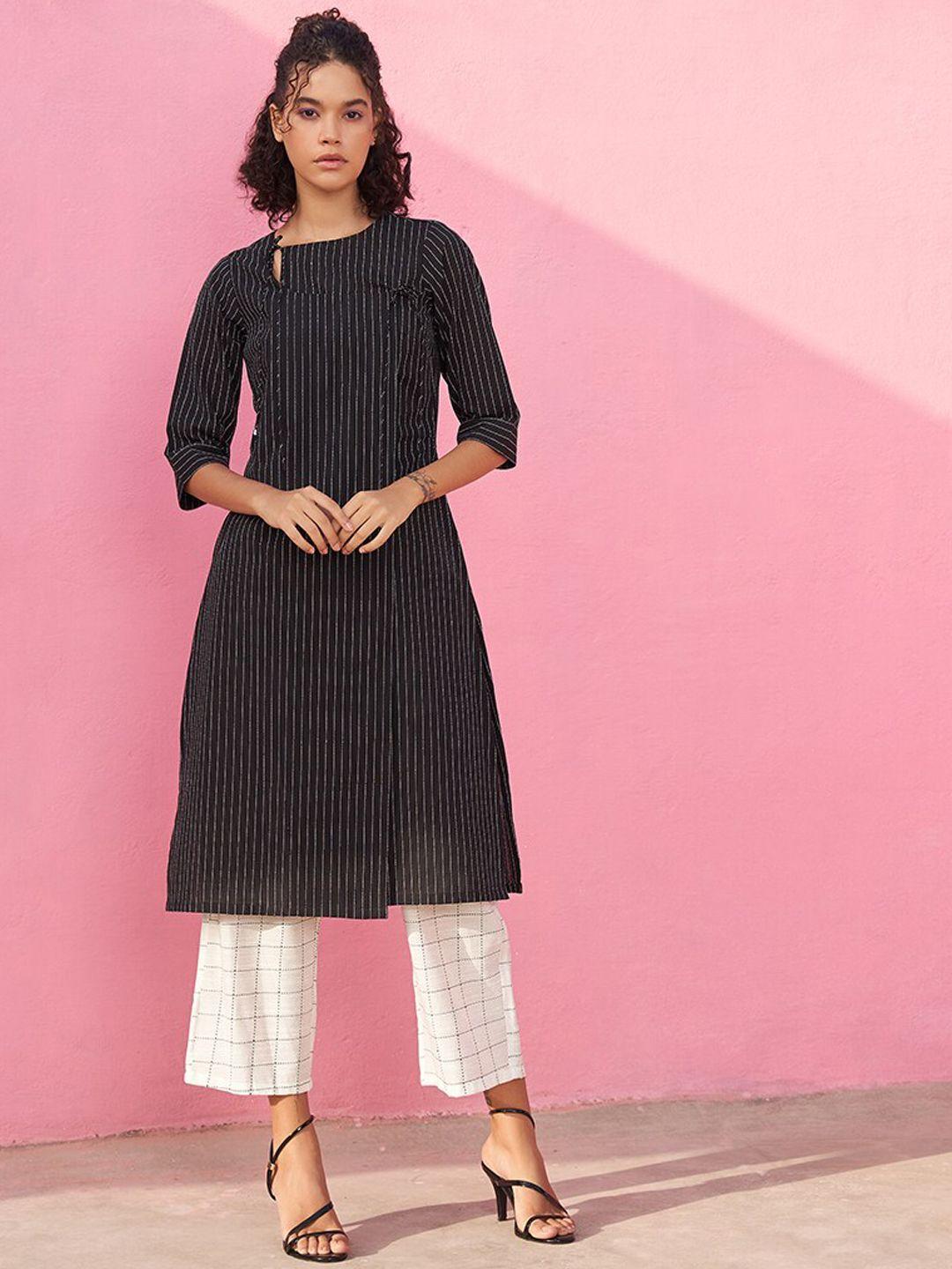 abhishti striped angrakha pure cotton kurta with palazzos