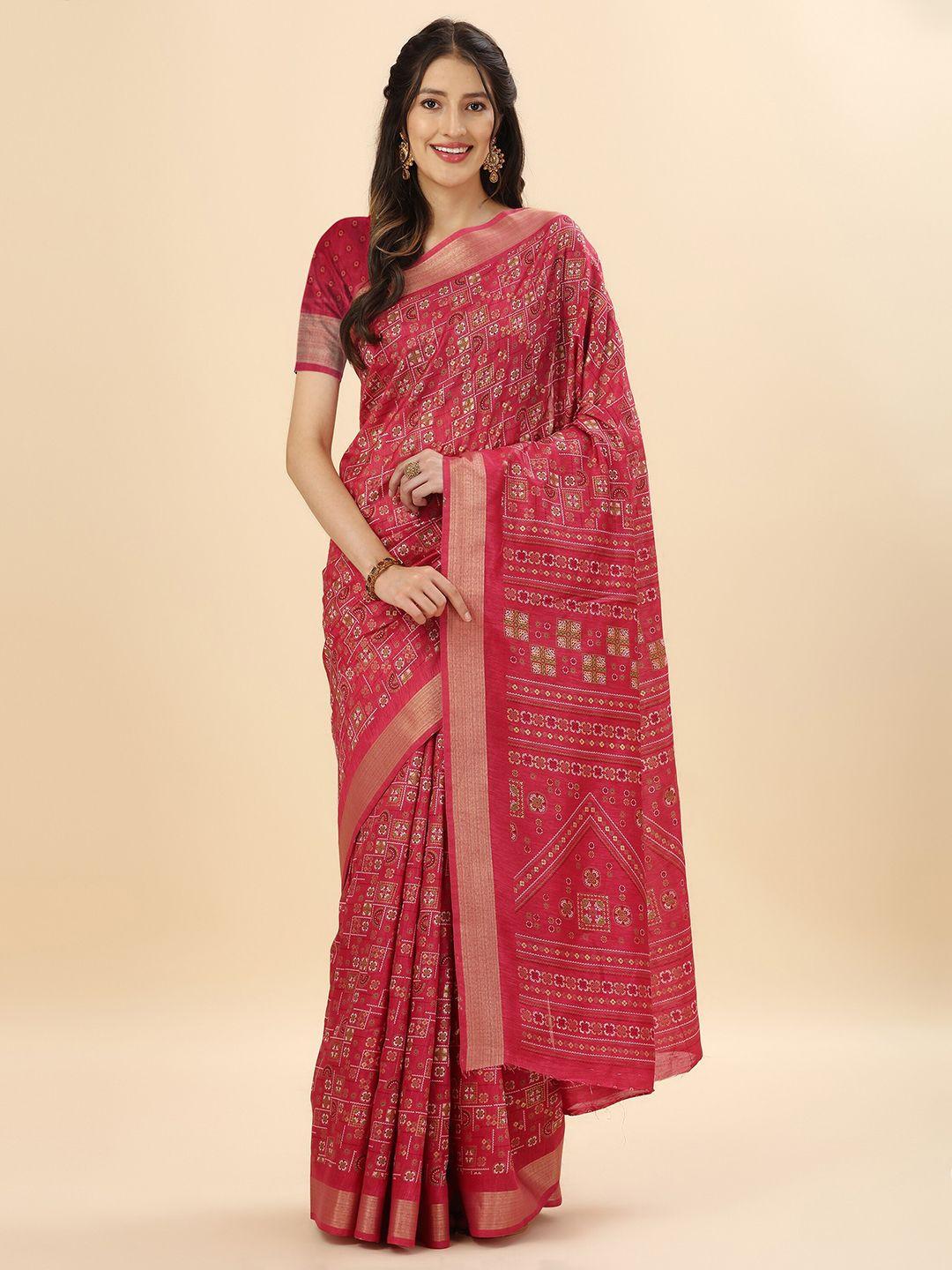 mitera magenta & green ethnic motifs zari pure silk banarasi saree