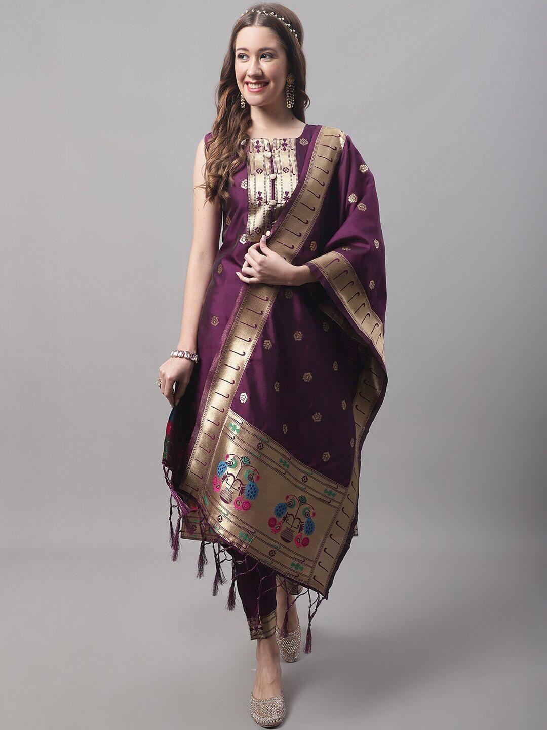 kalini ethnic motifs woven design kurta with trousers & dupatta