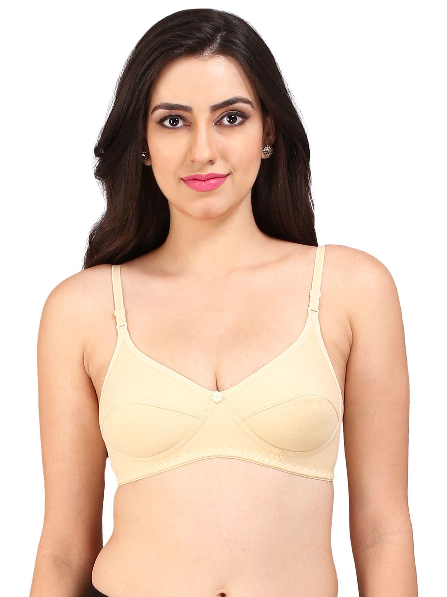 bralux beige solid non-wired non padded everyday bra