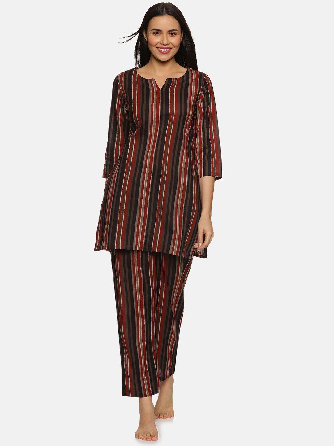 palakh striped pure cotton night suit