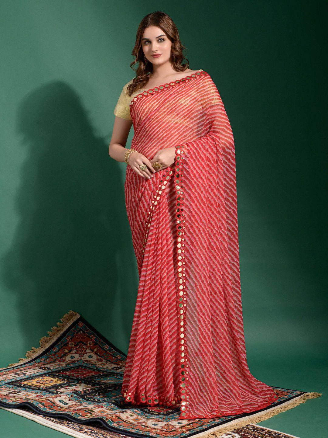 veerax leheriya printed mirror work pure georgette saree