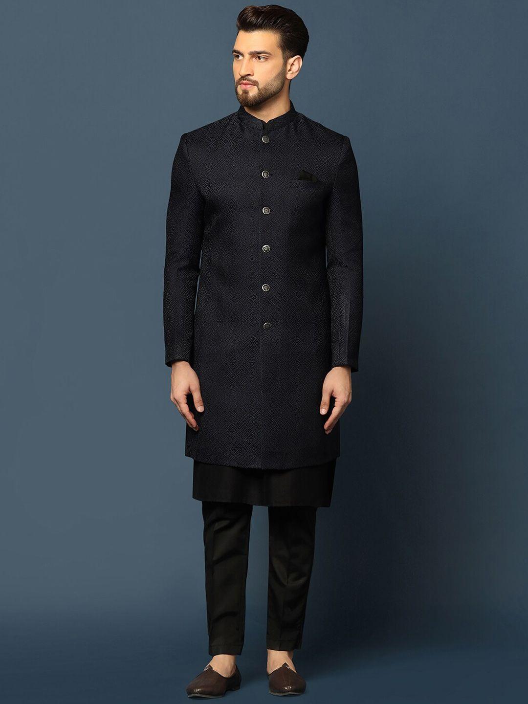 kisah self-design cotton sherwani set