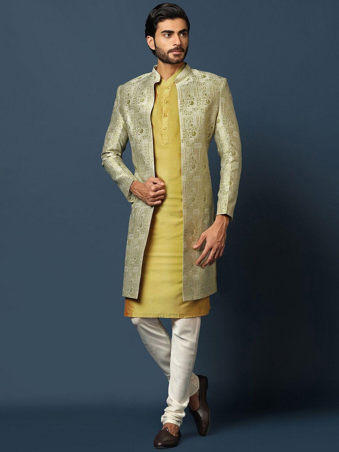 kisah self-design cotton sherwani set